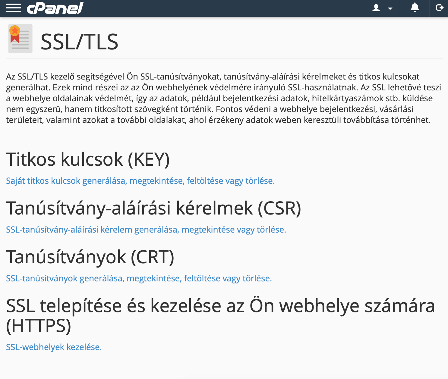 cPanel SSL tanúsítvány beállítása