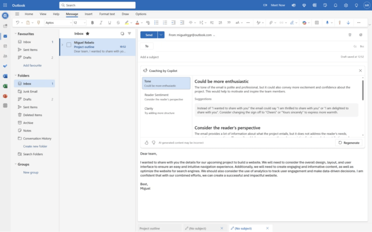 Email automatizáció mesterséges intelligencia segítségével- Microsoft Copilot